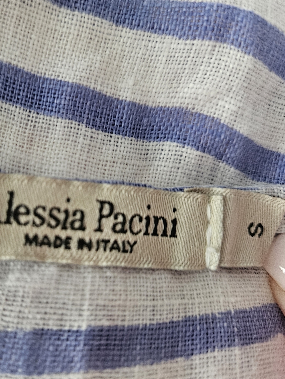 ALESSIA PACINI Italian Made Blue & White Linen Coverup / Dress | SZ S - Picture 10 of 11